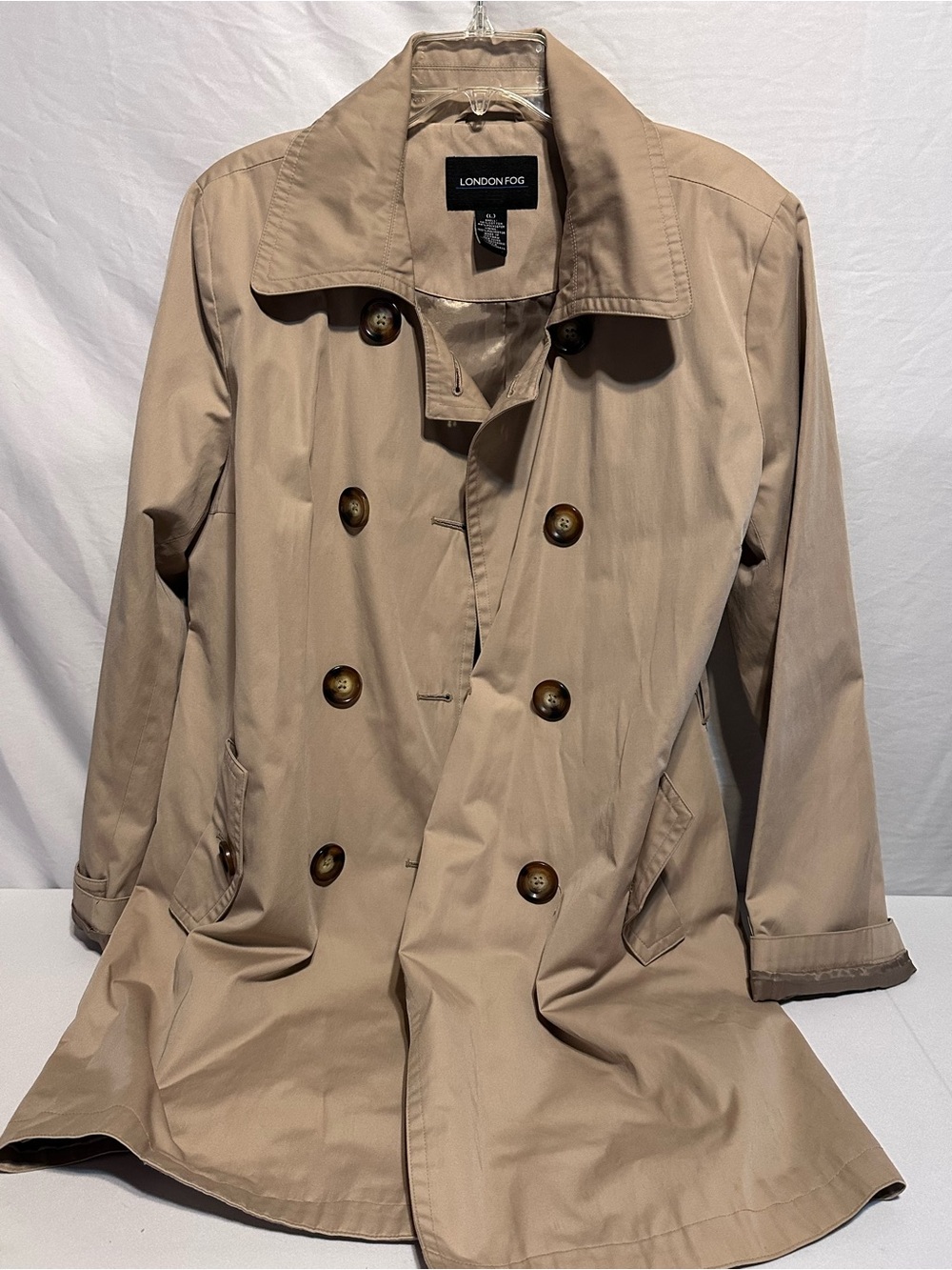 London Fog Beige Classic Double-Breasted Trench